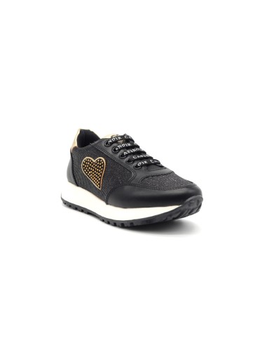 Sneaker niña Cafè Noir con corazón de pedrería y tejido brillante