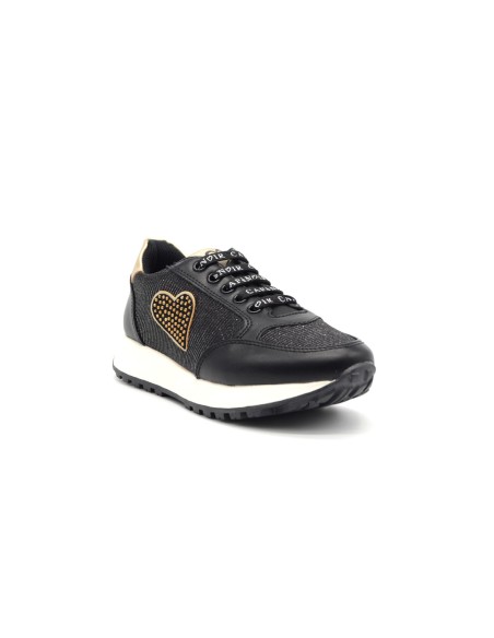 Sneaker niña Cafè Noir con corazón de pedrería y tejido brillante