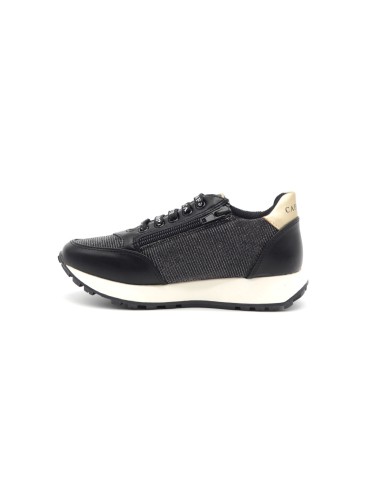 Sneaker niña Cafè Noir con corazón de pedrería y tejido brillante