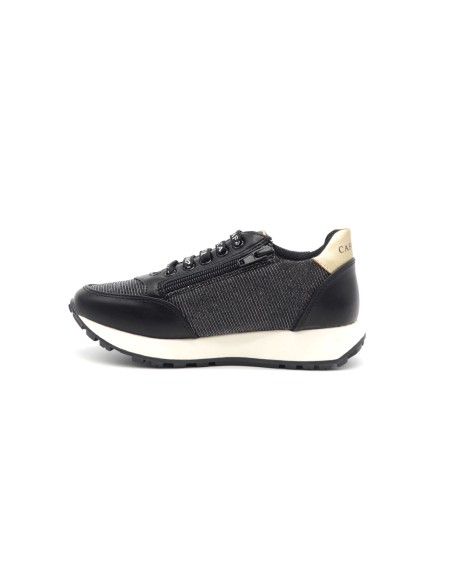 Sneaker niña Cafè Noir con corazón de pedrería y tejido brillante