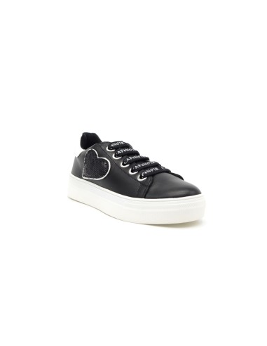 Mädchen-Sneaker Cafè Noir mit Herz aus Pailletten und Kastenboden