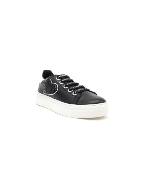 Mädchen-Sneaker Cafè Noir mit Herz aus Pailletten und Kastenboden