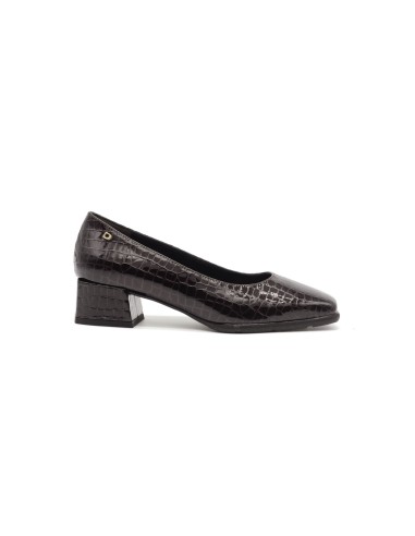 Woman Serena decollete in python print patent leather with square tip