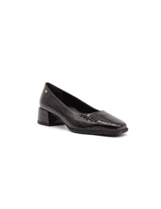 Woman Serena decollete in python print patent leather with square tip 2