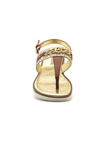 Michael Kors model Brandy Roxanne flip flops with metal accessory
