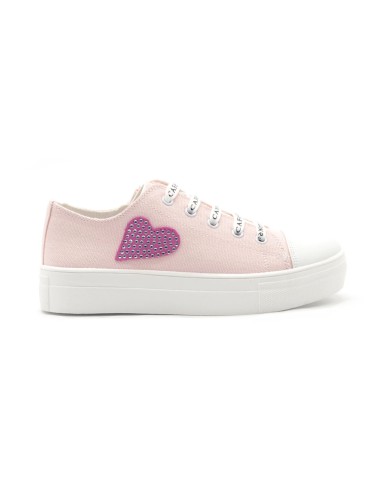 Sneaker niña Cafè Noir plataforma de lona con corazón de strass