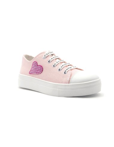 Sneaker niña Cafè Noir plataforma de lona con corazón de strass