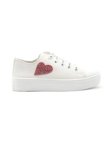 Cafè Noir Mädchen-Plateau-Sneaker aus Canvas mit Strass-Herz