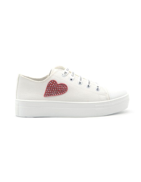 Cafè Noir Mädchen-Plateau-Sneaker aus Canvas mit Strass-Herz