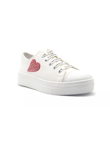 Sneaker niña Cafè Noir plataforma de lona con corazón de strass