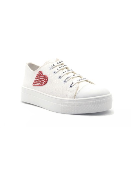 Cafè Noir Mädchen-Plateau-Sneaker aus Canvas mit Strass-Herz