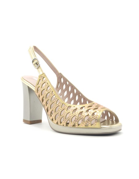 Comart eleganter Slingback Made in Italy aus gelasertem Stoff mit Strasssteinen