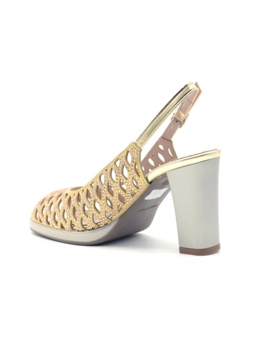 Comart elegant slingback Made in Italy in lasered fabric with rhinestones