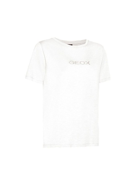 Geox women's crew neck t-shirt in cotton jersey with glitter logo
