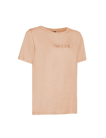 Geox Damen-T-Shirt mit Rundhalsausschnitt aus Baumwolljersey mit Glitzerlogo