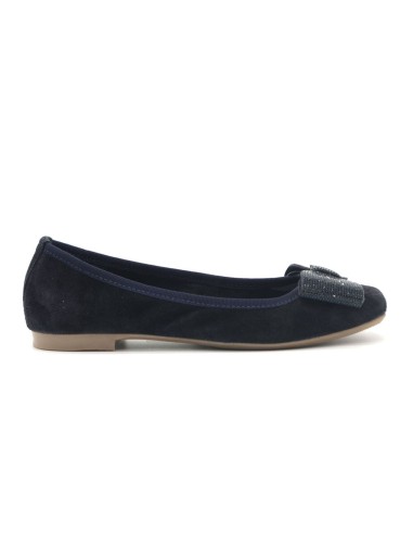 Cafe' Noir ballerina donna in camoscio con fiocco in micro strass