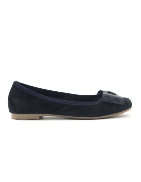 Cafe' Noir ballerina donna in camoscio con fiocco in micro strass