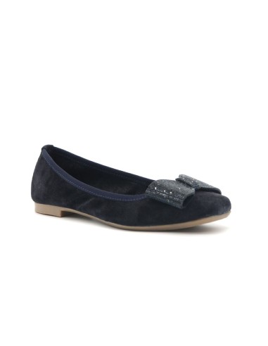 Cafe' Noir ballerina donna in camoscio con fiocco in micro strass