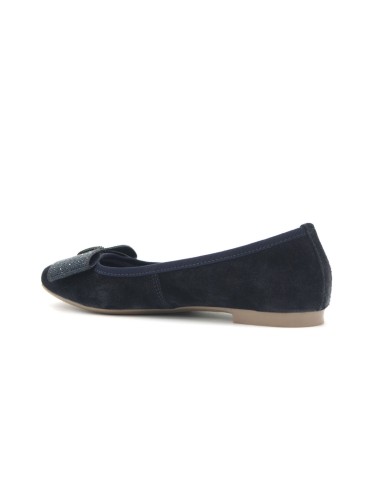 Ballerines femme Cafe' Noir en daim avec micro nœud strass