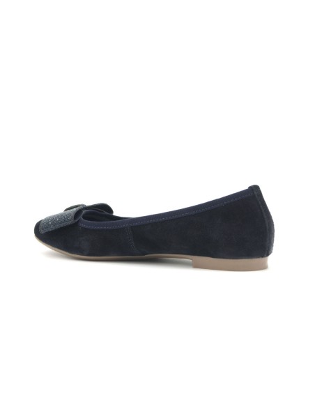 Cafe' Noir ballerina donna in camoscio con fiocco in micro strass