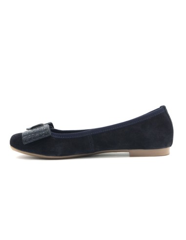 Cafe' Noir ballerina donna in camoscio con fiocco in micro strass