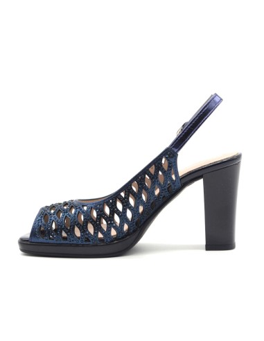 Comart elegant slingback Made in Italy in lasered fabric with rhinestones