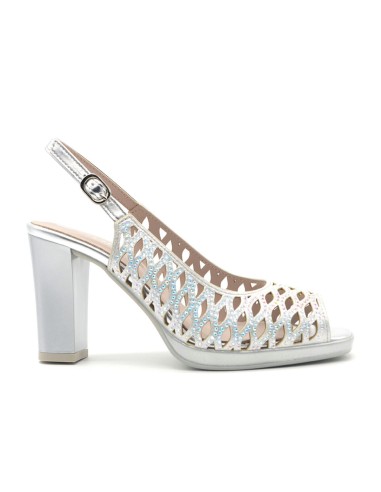 Comart eleganter Slingback Made in Italy aus gelasertem Stoff mit Strasssteinen