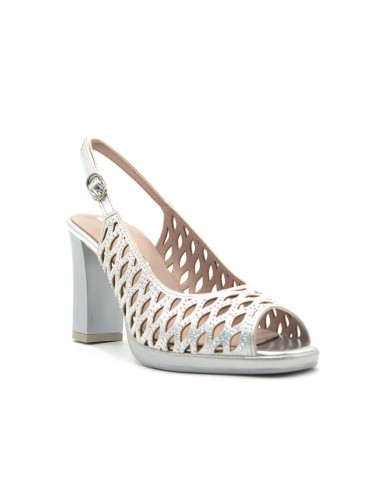 Comart slingback elegante Made in Italy in tessuto laserato con strass