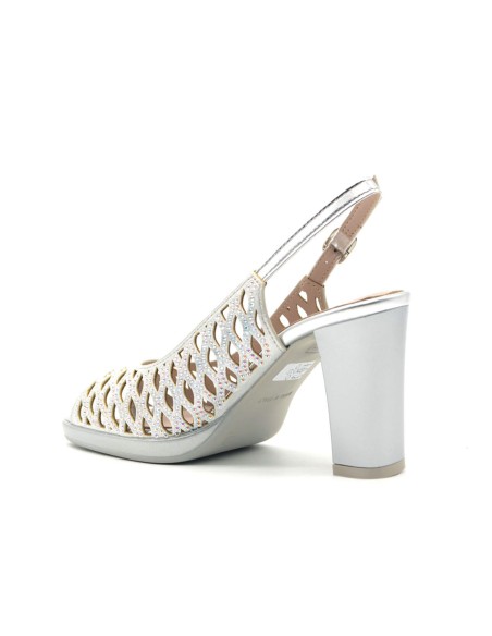Comart slingback elegante Made in Italy in tessuto laserato con strass