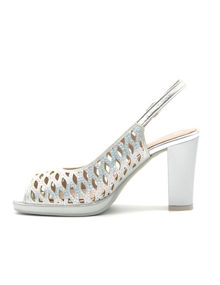 Comart slingback elegante Made in Italy in tessuto laserato con strass