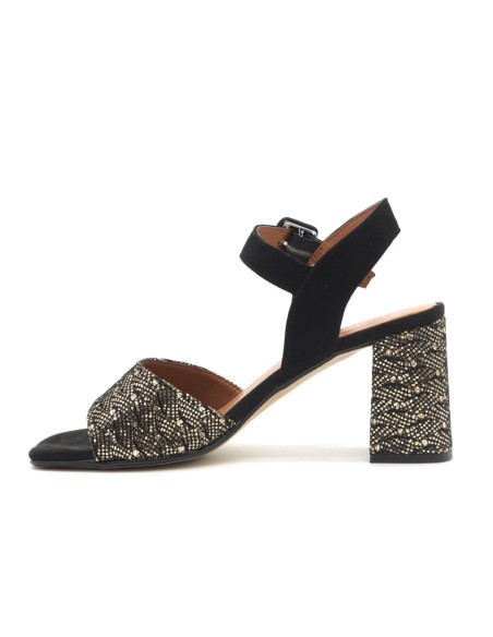 Linea Uno elegant sandal Made in Italy in shiny fabric and leather