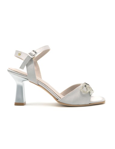 Donna Serena elegant women's sandal in satin with rhinestone bow