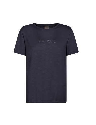 Geox women's crew neck t-shirt in cotton jersey with glitter logo