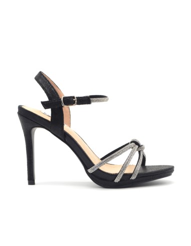 Keys sandalo elegante donna in tessuto con strass e tacco a stiletto