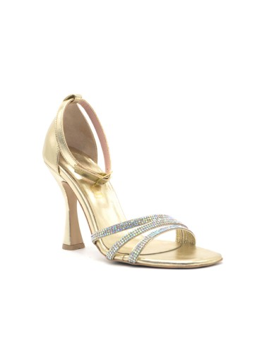 S. Piero elegant woman sandal in laminated leather with rhinestones