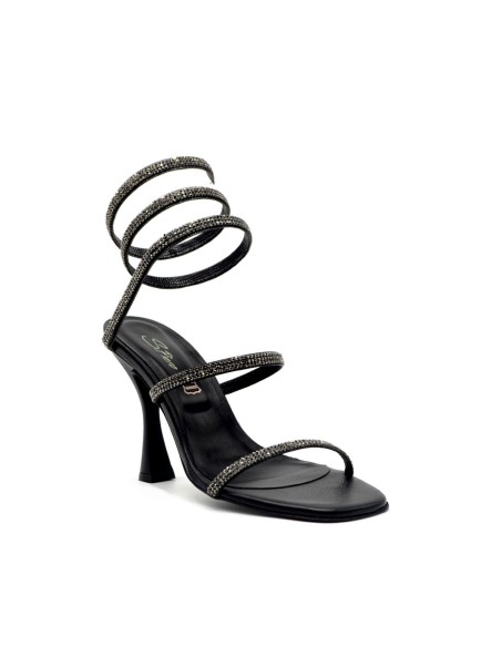 S. Piero elegant woman sandal with rhinestone serpentine spring