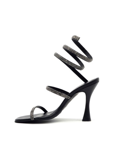 S. Piero elegante Damensandale mit strassbesetzter Serpentinenfeder
