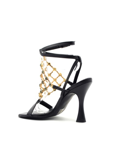 Elegante Damensandale von S. Piero mit Mesh-Juwelen-Accessoire