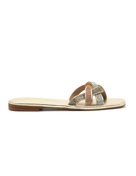 Sandalia tipo slipper de mujer elegante S. Piero con banda de strass