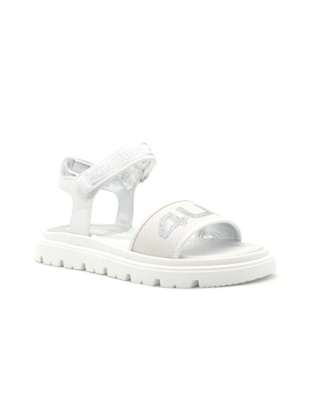 4US by Paciotti multi logo girl sandal with glitter band