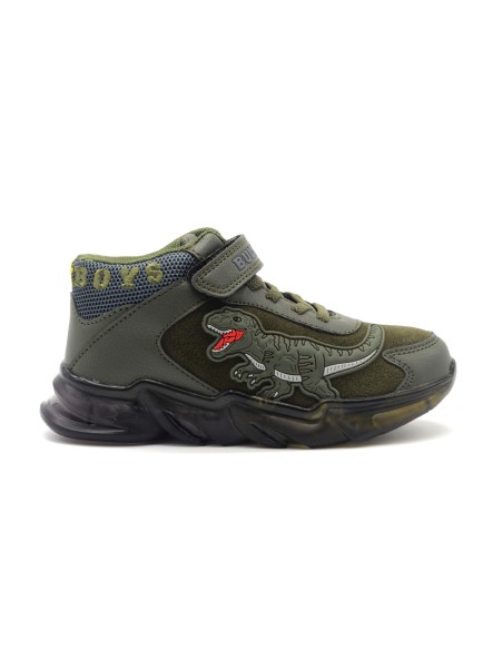 Bull Boys modello T-Rex Mid sneaker alta bambino in camoscio con luci