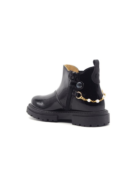 Bottine pour fille Walkey Made in Italy en cuir verni avec nœud en satin