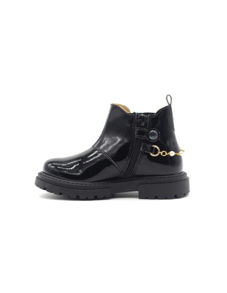 Bottine pour fille Walkey Made in Italy en cuir verni avec nœud en satin