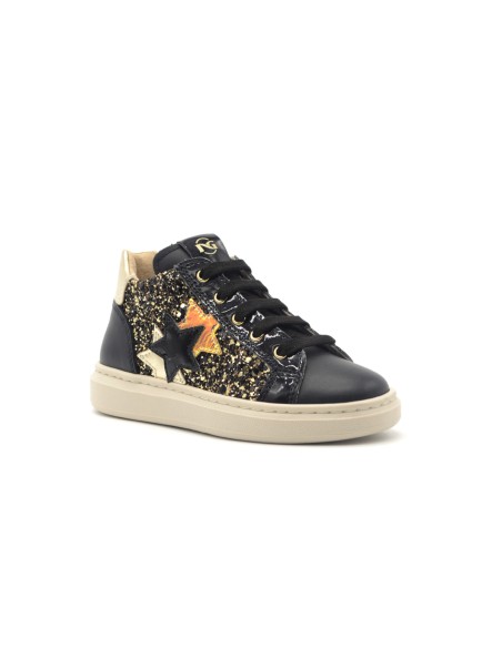 Nero Giardini Mädchen-Sneaker aus laminiertem Leder und Glitzerstoff
