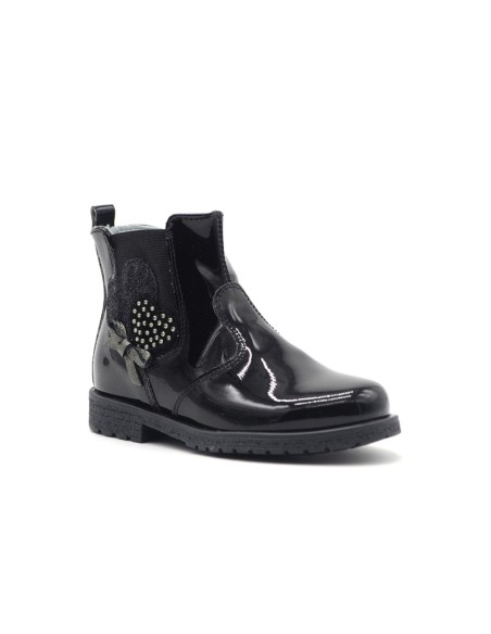 Bottines fille Nero Giardini Made in Italy en cuir verni avec petits cœurs