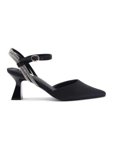 Keys decollete elegante modello slingback in raso con strass