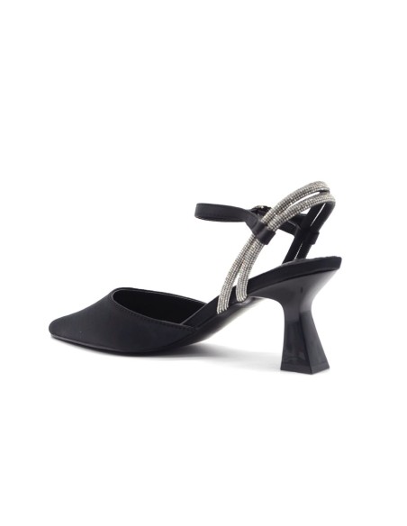 Keys decollete elegante modello slingback in raso con strass
