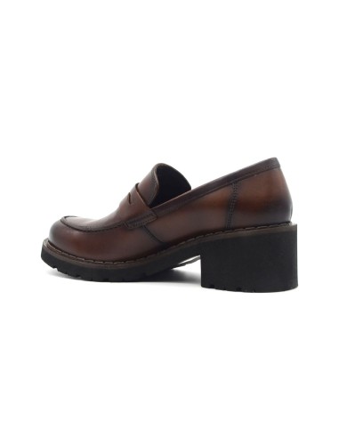 Mocasín de mujer Cinzia Soft de piel con tacón grueso