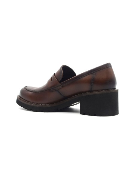 Cinzia Soft mocassino donna in pelle con tacco grosso