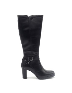Cinzia Soft women's leather boot with double decorative buckle